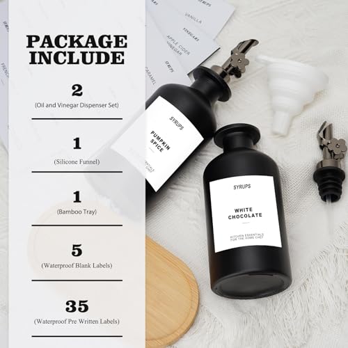 Essig-Öl-Spender Set von Sunal in Schwarz, 2er Pack mit 350 ml Flaschen