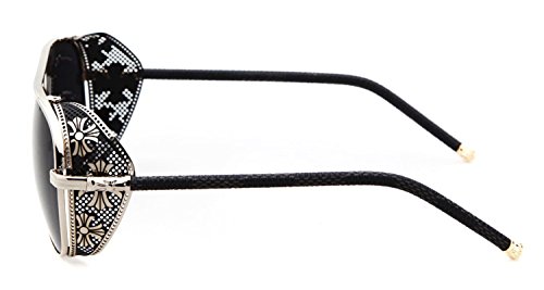 Chezi Metal Frame Cross Detail Fold-in Mesh Side Shield Aviator Sunglasses2