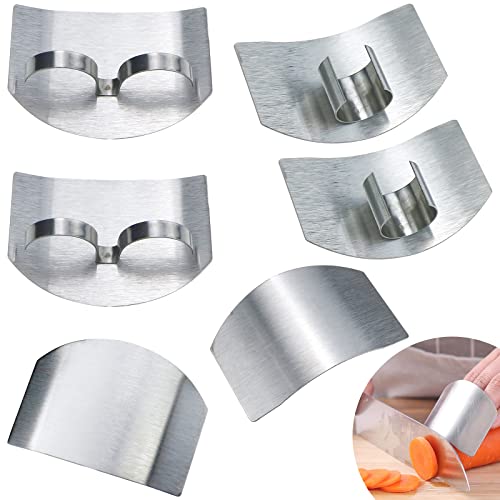 6 Pcs Stainless Steel Finger Guard Knife Finger Ring Kitchen Finger Protector Cutting Protector for Kitchen Slicing Dicing Chopping (2 Styles)