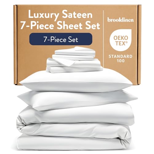 Brooklinen Luxury Sateen Sheet Set - 7 Piece 100% Cotton Bed...