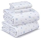 RUVANTI 100% Cotton Percale Sheets King Size – Crisp Cooling Bed Sheets for Hot Sleepers, Deep Pocket 16”, Soft Breathable & Durable Hotel-Style 4 Piece Set, Phulkari