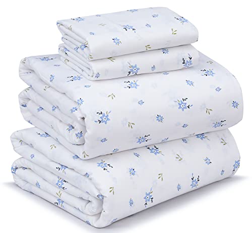 RUVANTI 100% Cotton Full Size Bed Sheets, 4 Pieces, Soft & Breathable Percale Weave Bedding, Deep Pocket 16", Hotel Standard, Crisp Cool Feel, Durable, Perfect Sheet Set Floral, Phulkari