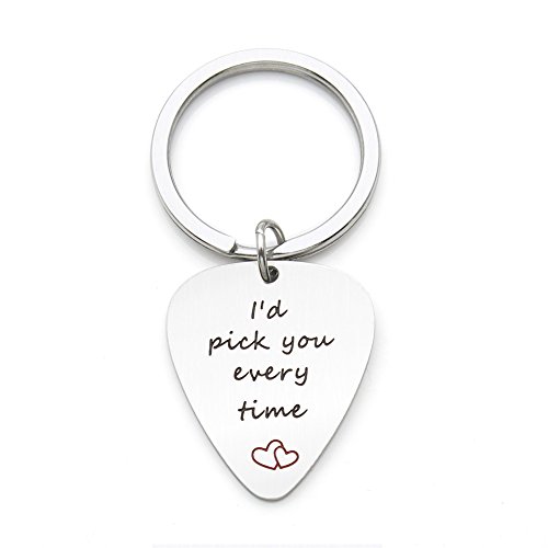 I'd Pick You Every Time I Pick you Guitar Pick Keychain Musical Gifts