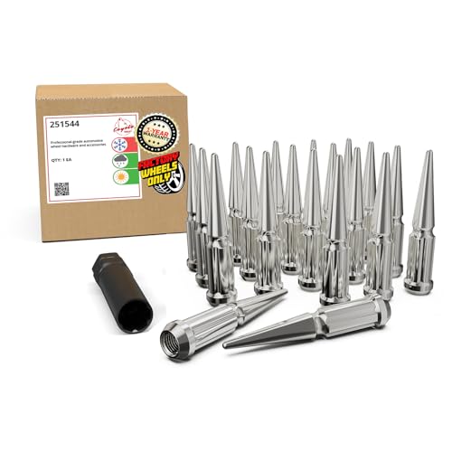 Image of Wheel Accessories Parts 20 Pcs M12x1.25 12x1.25 Thread Spike Spline 4.40 inch Long Lug Nuts Chrome 7 /8 inch & 13 /16 inch Hex Fits Nissan Pathfinder Murano | Suzuki Samurai w /Aftermarket Wheels