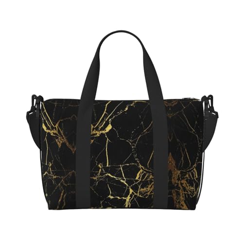 Sac de voyage pour la nuit marbré or sac de sport noir femme
