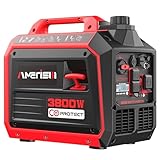 AMERISUN 3800W Gas Powered Portable Inverter Generator, Gas Generator with CO Sensor ECO Mode Digital Display, Parallel Capable EPA Compliant Long Runtime for Camping Tailgating Home Quiet Lightweight