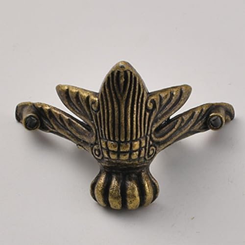 Lot de 4 protections d'angle en alliage de zinc pour coffres à bijoux en bois, bases de support de pieds antiques avec motif triangulaire sculpté, bronze et or D (bronze)