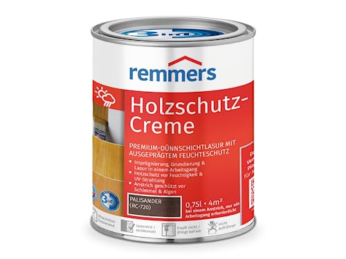 Remmers Holzschutz-Creme 3in1 palisander, 0,75 Liter, tropffreie Holzlasur für aussen, 3facher Holzschutz mit Imprägnierung + Grundierung + Lasur
