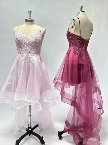 Laces Homecoming Dresses for Teens Glitter High Low Graduation Dress 20254