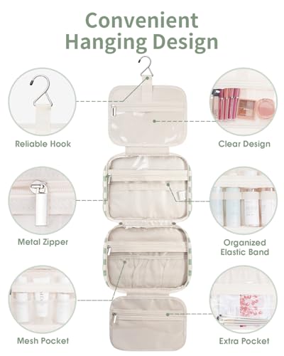 Narwey Mint Green Checkered Travel Toiletry Bag for Women - Image 4