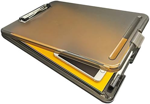 Plastic Storage Clipboard，Nursing Clipboard with Snap Closure， Storage Compartment Holds 150 Letter Sized Paper，Professional Size（9.5"x13.5"x 0.8") (Coffee)