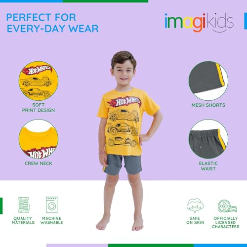 Image of Hot Wheels Boys' Athletic 2-Piece T-Shirt and Shorts Set Toddler to Big Kid