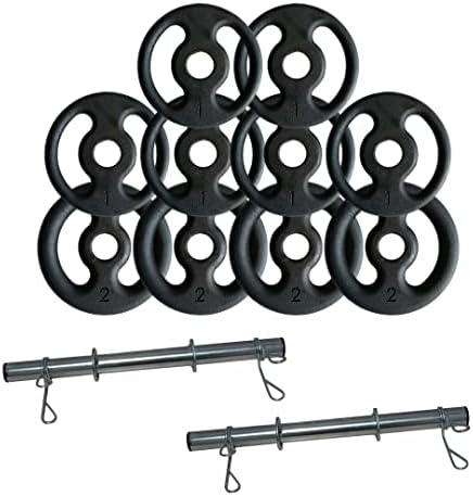 Kit Halteres de Anilhas e Barras Fitness - 16 Peças