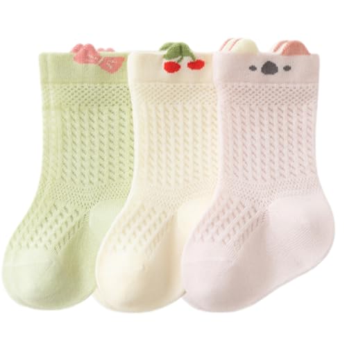 Pack of 3 Pair Soft & Breathable Baby Socks for 0-5 Years Nonslip Design Calf Length Socks for Sensitive Skin
