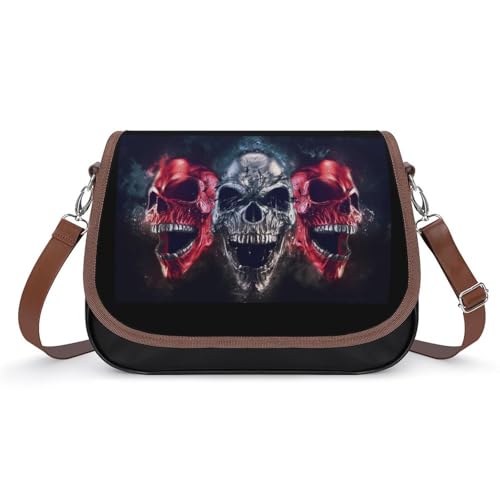 Screaming Demon Skulls Crossbody Bag Anti-Theft Side Shoulder Bags Adjustable Leather Messenger Bag Unisex - Main Image