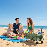 Outsunny 62L Festival Trolley on Wheels, Garden Folding Trolley Cart, 120kg Heavy Duty Collapsible Folding Wagon with Adjustable Handle and Carrying Bag for Beach, Camping, Festival, Green - Image 9