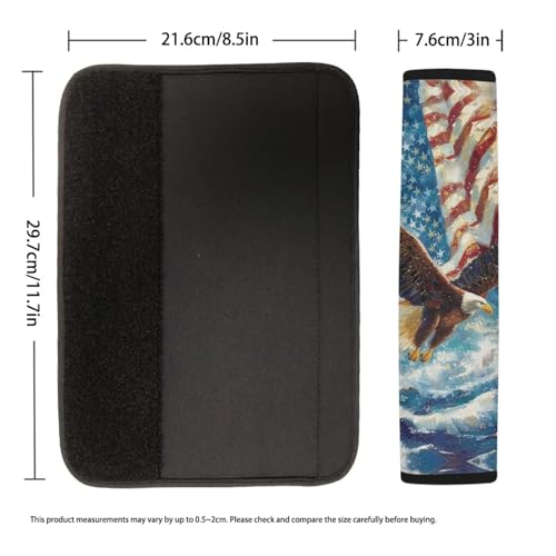 Image of AFPANQZ Eagle Pattern USA Flag 2pcs Universal Car Seat Belt Pads Cover Vehicle Seat Belt Comfort Shoulder Pads for Adults Children Seat Cushion Shoulder Straps Cushion for Bags