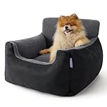 Lesure Small Dog Car Seat - Waterproof Dog Booster Seat, Puppy Car Bed With Clip-On Leash for Pet Travel Carrier Bed, 54.5x49.5x38cm, Black