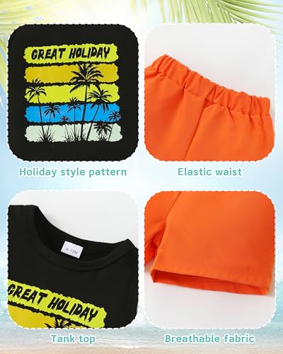 Image of NZRVAWS Toddler Baby Boy Summer Clothes 2Pcs Shorts Set Sleeveless Tank Tops Hawaiian T-Shirt Cute Boys Clothing Set