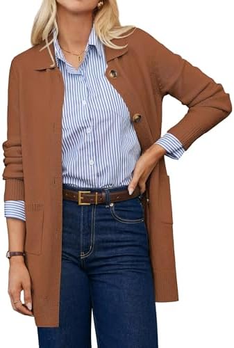 GRACE KARIN Women's Fall Long Cardigan Sweaters with Pockets, But...