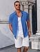 COOFANDY Casual Shirt for Men Short Sleeve Dress Shirts Old Money Clothes Fashion Ocean Blue