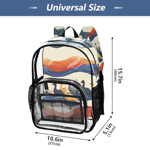 ALAZA Animal Duck Colorful Clear Backpack PVC Transparent Bookbag Heavy Duty for Student Boy Girl Kids Adult School Travel Work4