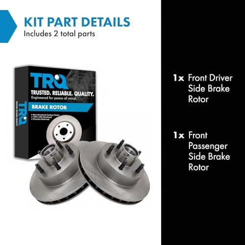 TRQ Front Brake Rotor Set Compatible with 1995-1997 Ford Ranger Rear Wheel Drive with 2 Wheel ABS Brakes 1995-1996 Mazda B2300 B3000 B4000 Truck Rear Wheel Drive with 2 Wheel ABS Brakes