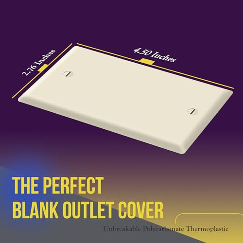 Image of ENERLITES Blank Device Wall Plate, Gloss Finish, Standard Size 1-Gang 4.50 inch x 2.76 inch, Polycarbonate Thermoplastic, 8801-LA-10PCS, Light Almond (10 Pack) | Standard size 4.50 inch x 2.76 inch, cover unused electrical box /outlet /switch, unbreakable polycarbonate, UL-listed, easy to install