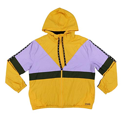 Victoria's Secret Pink Jacket Full Zip Sherpa Lined Windbreaker (XS/S, Yellow Green Lavender)