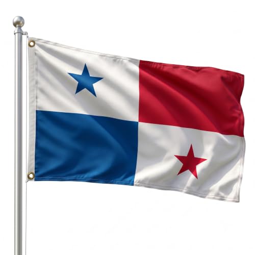 DMSE Panama National Flag, 2ft x 3ft - Fade-Resistant Outdoor & Indoor Flag - Quad-Stitched Fly End & Heavy-Duty Brass Grommets (2ft x 3ft)
