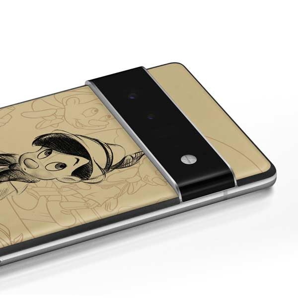 Skinit Decal Phone Skin Compatible with Google Pixel 6 Pro - Officially Licensed Disney Pinocchio Sketches Portrait Design