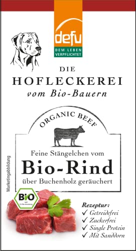 defu Hundesnack | 1 x 125 g | Hofleckerei Feine Stängelchen vom Bio Rind | Premium Bio Leckerlis für Ihren Hund