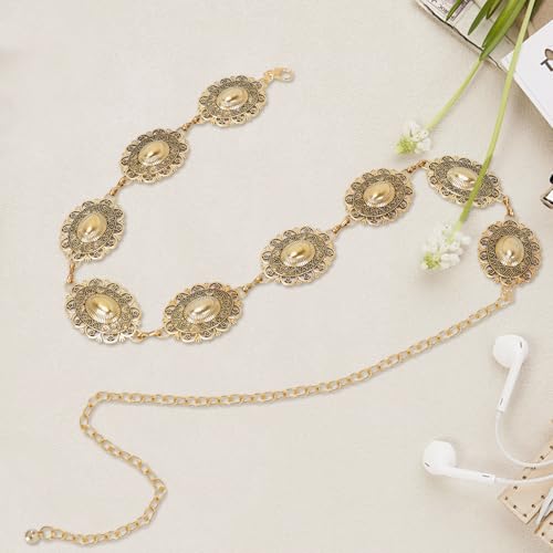 Western Chain Belt for Women Cowgirl Waist Metal Concho Belts for Dresses Jeans4