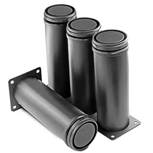 Masendelk 6 Inch Metal Furniture Legs Stainless Steel Adjustable Legs Black Metal Legs Round Cabinet Legs for Coffee Table Cabinet Desk Sofa Shelves, Pack of 4
