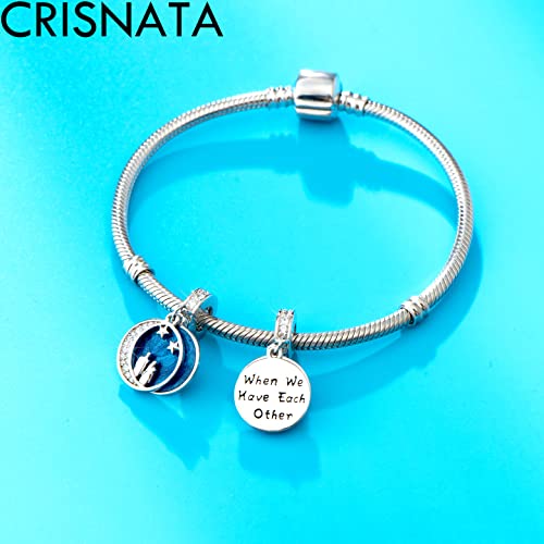 I Love You to the Moon and Back Pendant Charms, Fit Pandora Valentines Bracelet, 925 Sterling Silver Couple on Starry Night Sky CZ Necklace Beads, Gift for First Mothers Day3