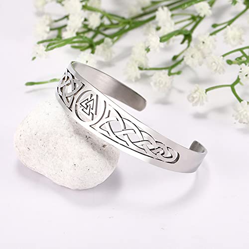 YWMAN Valknut Celtic Knot Bracelet - Stainless Steel Viking Cuff Bangle - Vintage Symbol Norse Amulet Jewelry for Women Men3