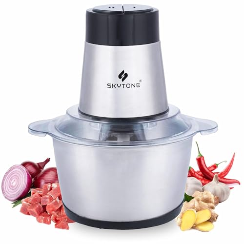 Image of SKYTONE Electric Chopper, Meat Chopper With Stainless Steel Bowl Heavy 700W Motor - 2 Speed Modes For Kitchen Food Processor, Meat, Vegetables, Onion, Mince (3 Liter)