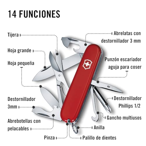 Image of Victorinox Super Tinker Swiss Army Knife,14 Function Swiss Made Pocket Knife with Large Blade,2 Screwdrivers and Multipurpose Hook - Red,(Pack of 2)