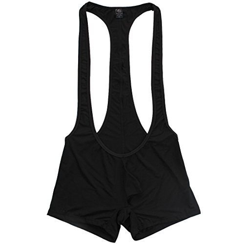 YiZYiF Men's Jockstrap Bodysuit Soft Thin Freestyle Wrestling Singlet Underwear Black Large