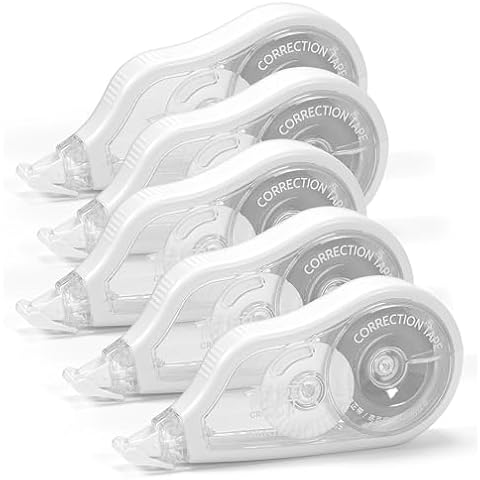 HUIRUSO 5 PCS Whiteout Tape, White Out Correction Tape, Easy to Use Applicator for Instant Corrections with No Drying Time for School Supplies and Office (Each Size 5MM X 20M, Total:100M) Cover