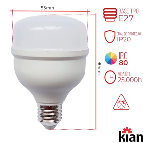 Lampada Led Bulbo 20W Luz Neutra 4000K Alta Potencia