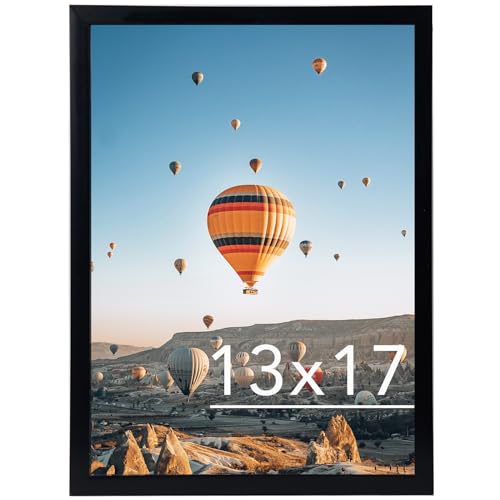 Image of JCJMY 13x17 Picture Frame Black for Wall Hanging, Wall Mounting Horizontally or Vertically, 13 x 17 Wall Gallery Poster Photo Frame with Shatter Resistant Plexiglass, Black