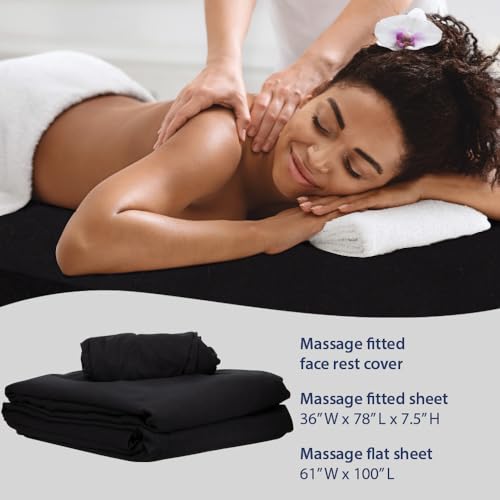 ForPro Professional Collection Premium Microfiber 3-Piece Massage Sheet Set, Black, Ultra-Light, Stain, and Wrinkle-Resistant Includes Massage Flat and Fitted Sheet and Massage Face Rest Cover by ForPro Professional Collection - Image 6
