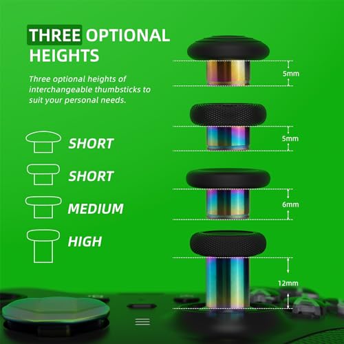 Image of eXtremeRate 13 in 1 Metal Thumbsticks for Xbox One Elite Series 2 Controller, Metal Joystick & Adjustment Tool, D-Pads, Paddles for Elite Series 2 Core Controller - Metallic Rainbow Aura Blue & Purple