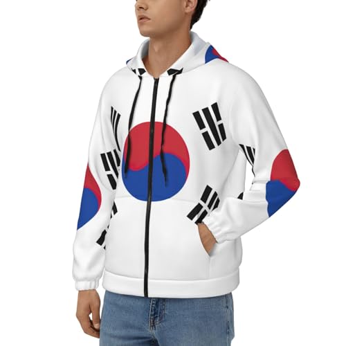 Sweat à capuche thermique homme veste zippée ample imprimé Corée du Sud - 2