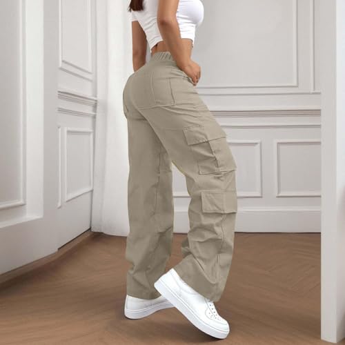 Damen Cargohose Baggy Y2K Style - High Waist Mit 6 Taschen Für Outdoor & Freizeit