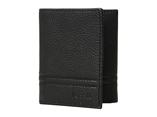 Fossil Men's Wilder Leather Trifold with Id Window Wallet, Black