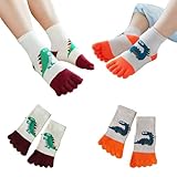 Pursuestar 2 Pairs Five Finger Toe Socks Athletic Running Breathable Mesh Dinosaur Socks for Kids Boys Girls 2-9 Years