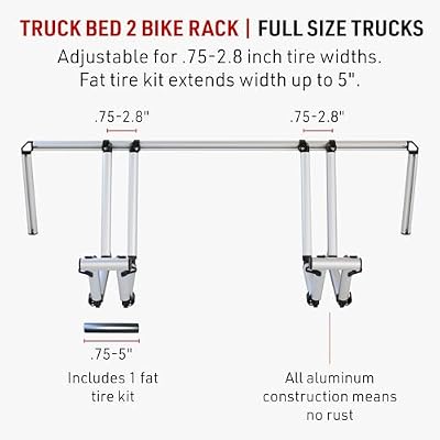 Truck Bed Bike Rack - All-Aluminum Truck Bed 2 Bike Rack Full Size Trucks - Includes 1 Fat Tire Kit - Effort-Free Installation