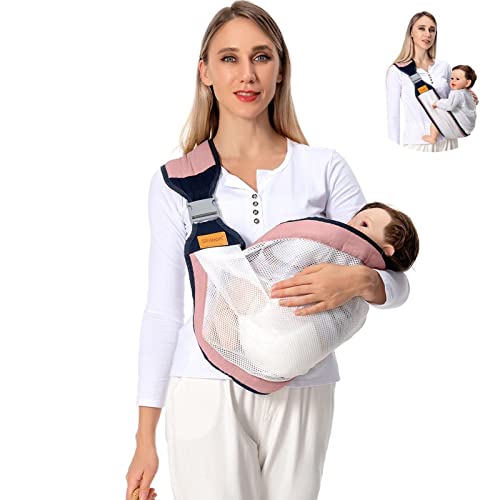 Image of Shiaon Baby Sling Carrier One Shoulder Carrier for Baby, Lightweight Baby Carrier Sling Newborn to Toddler, Mesh Baby Hip Carrier for Toddler Carrier Sling for Infant Carrying 7-45 lbs, Pink